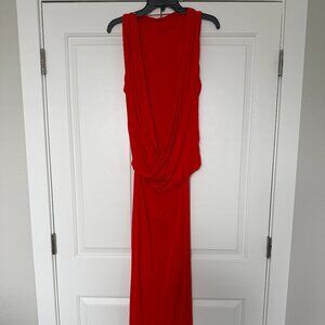 Zara Long Open Back Dress Red/Orange Size Small